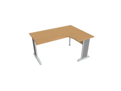 Pracovný stôl Cross, ergo, ľavý, 160x75,5x120 cm, buk/kov
