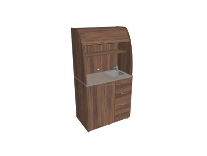 Kuchynka s drezom, batériou a chladničkou pravá, 100x189,1x60 cm, orech/orech