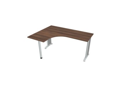 Pracovný stôl Flex, ergo, pravý, 160x75,5x120 (60x60) cm, orech/kov
