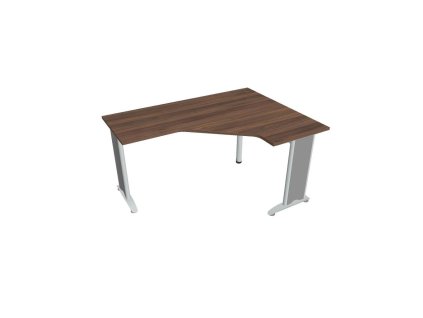 Pracovný stôl Flex, ergo, ľavý, 160x75,5x120 (60x60) cm, orech/kov