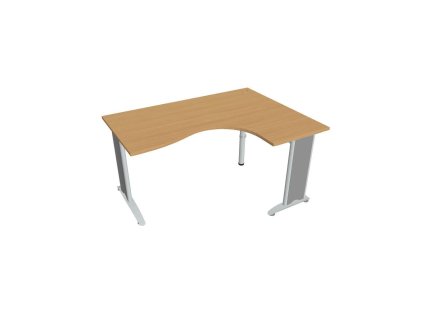 Pracovný stôl Flex, ergo, ľavý, 160x75,5x120 (80x60) cm, buk/kov