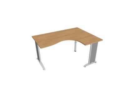Pracovný stôl Flex, ergo, ľavý, 160x75,5x120 (80x60) cm, dub/kov