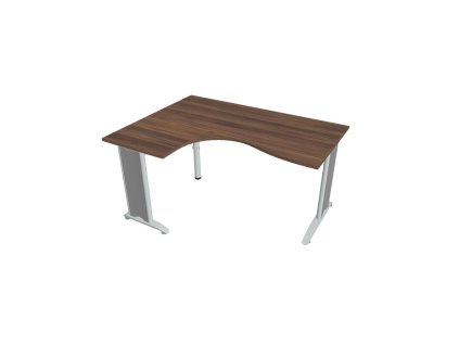 Pracovný stôl Flex, ergo, pravý, 160x75,5x120 (60x80) cm, orech/kov