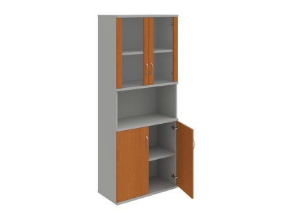 Policová skriňa Strong, 80x192x40 cm, čerešňa/sivá