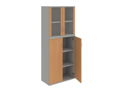 Policová skriňa Strong, 80x192x40 cm, buk/sivá