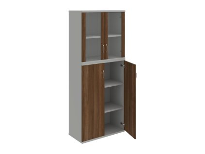 Policová skriňa Strong, 80x192x40 cm, orech/sivá