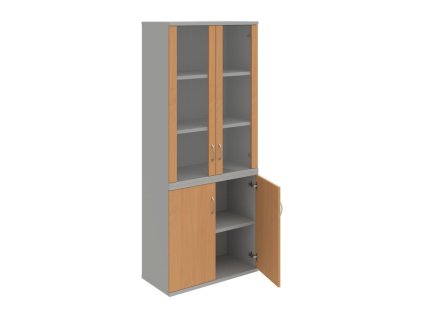 Policová skriňa Strong, 80x192x40 cm, buk/sivá