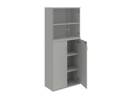 Policová skriňa Strong, zámok, 80x192x40 cm, sivá/sivá