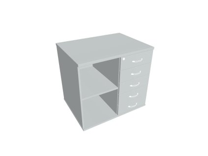 Prídavná skriňa k stolu Hobis, zámok, P, sivá