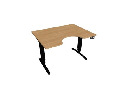 Pracovný stôl Motion Ergo, PO, 3S, 120x61-128x90 cm, dub/čierna