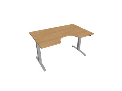 Pracovný stôl Motion Ergo, ZO, 2S, 140x70,5-120,5x90 cm, dub/sivá