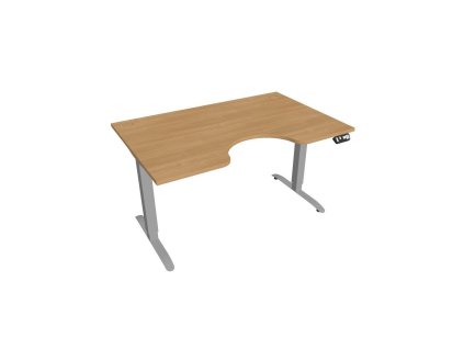 Pracovný stôl Motion Ergo, PO, 2S, 140x70,5-120,5x90 cm, dub/sivá