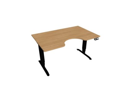 Pracovný stôl Motion Ergo, PO, 3S, 140x61-128x90 cm, dub/čierna