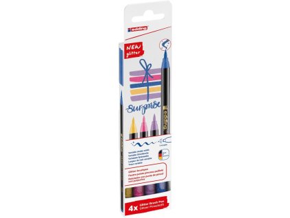 Sada popisovačov edding 1340/4S glitter, pastelové farby, vláknový hrot