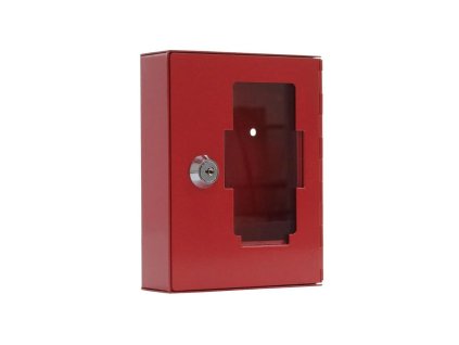 Kovová skrinka na núdzový kľúč bez kladivka, červená