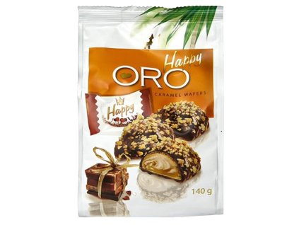 Oblátky HAPPY Oro s karamelovou náplňou 140 g