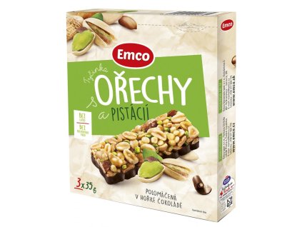 Tyčinka Emco s orechami a pistáciou 3 x 35 g