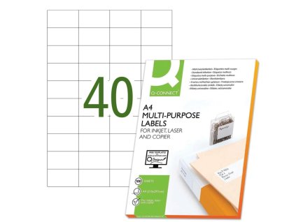 Etikety univerzálne 52,5x29,7mm Q-CONNECT A4 100 hárkov