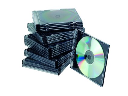 Obal Slim na CD/DVD Q-CONNECT z plastu čierny/priehľadný, 25ks