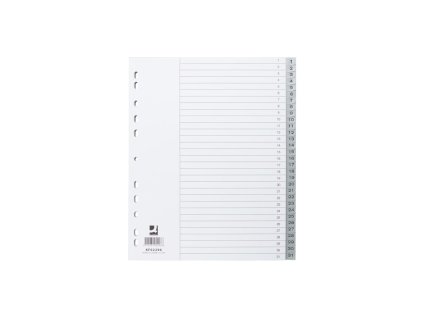 Plastový rozraďovač Q-CONNECT 31-dielny maxi sivý