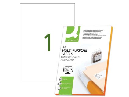 Etikety univerzálne 210x297mm Q-CONNECT A4 100 hárkov