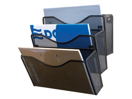 Drôtený stojan nástenný s 3 odkladačmi 325x230x330mm čierny