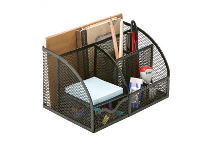 Drôtený stolový organizér Q-CONNECT s priehradkou na listy čierny