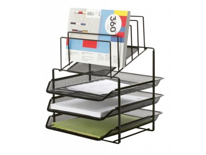 Drôtený stojan Q-CONNECT s 3 odkladačmi A4 a stojanom na listy