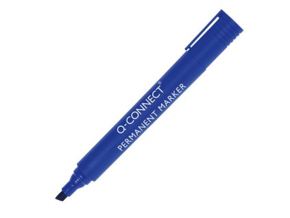 Permanentný popisovač Q-CONNECT zrezaný hrot modrý