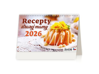 Stolový kalendár riadkový 22,6x13,9 cm - Recepty starej mamy 2026