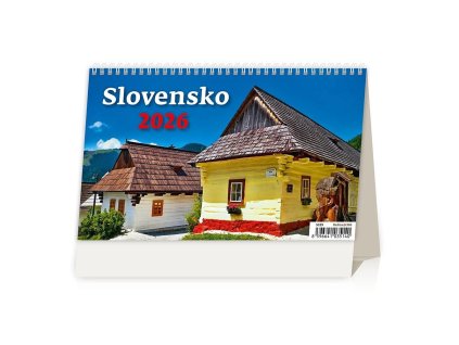 Stolový kalendár riadkový 22,6x13,9 cm - Slovensko 2026