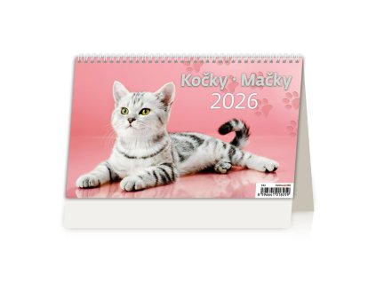 Stolový kalendár riadkový 22,6x13,9 cm - Kočky/Mačky 2026