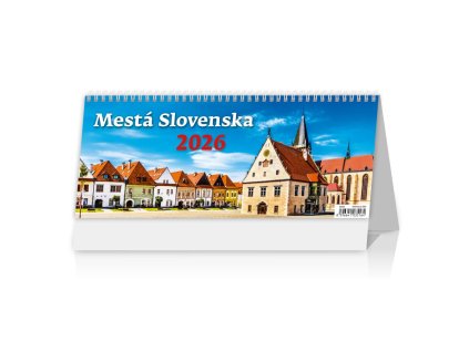 Stolový kalendár riadkový 32,1x13,4 cm - Mestá Slovenska 2026