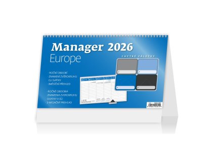 Stolový kalendár stĺpcový 30,1x18 cm - Manager Europe 2026