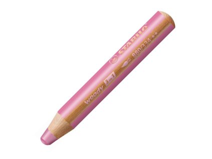 Viacúčelová farbička STABILO woody 3 in1 ružová