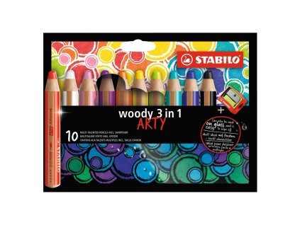 Farbičky STABILO woody 3 in1 10ks so strúhadlom ’ARTY’