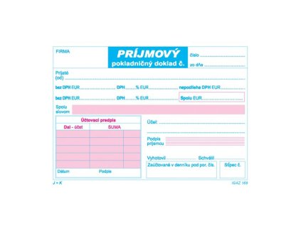 Príjmový pokladničný doklad 2xDPH, A6, 100 listov