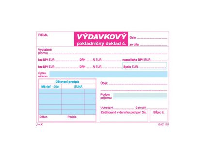 Výdavkový pokladničný doklad 2xDPH, A6, 100 listov