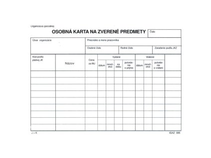 Osobná karta na zverené predmety