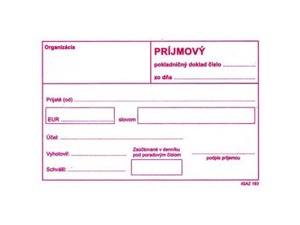 Príjmový pokladničný doklad bez DPH, A6, 100 listov