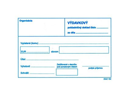 Výdavkový pokladničný doklad bez DPH, A6