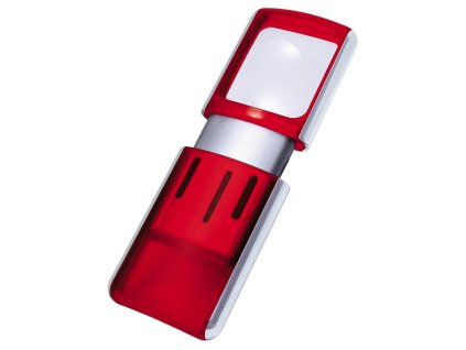 Lupa 3,5x3,8cm s podsvietením červená