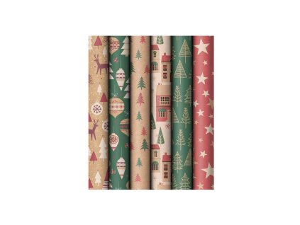 Vianočný baliaci papier, mix motívov 70cmx2m