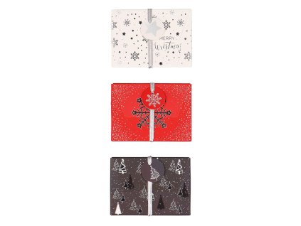 Vianočná papierová darčeková krabička s gumičkou 112x80mm mix sivočervených motívov 3 ks