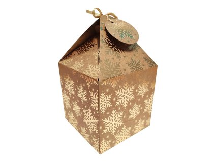 Vianočná papierová darčeková krabička so štítkom 220x104mm zlatá 4 ks