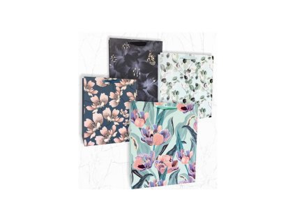 Papierová taška 180x230mm textilné ušká vo farbe tašky mix 4 motívov bez možnosti výberu Kvety
