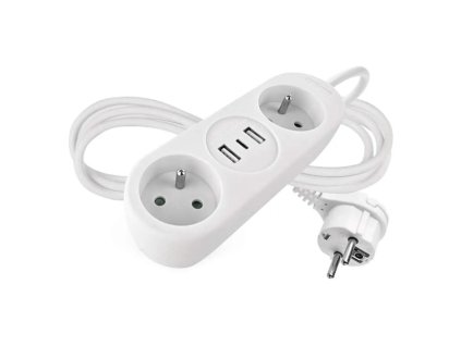 Predlžovací kábel 2 zásuvky+2×USB-A+1×USB-C 1,4 m