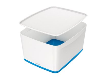 Úložný box s vekom Leitz MyBox, veľkosť L biela/modrá