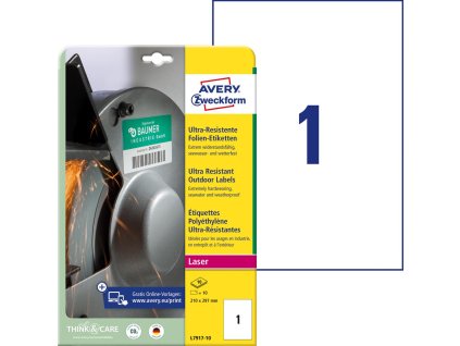 Etikety Avery 210x297 mm, ultra odolné biele