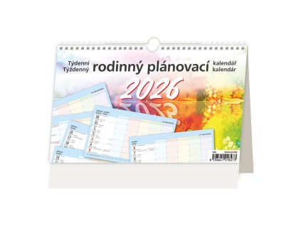 Stolový kalendár riadkový 22,6x13,9 cm - Týždenný rodinný plánovací 2026